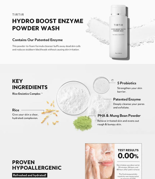 TIRTIR - Hydro Boost Enzyme Powder Wash 75g