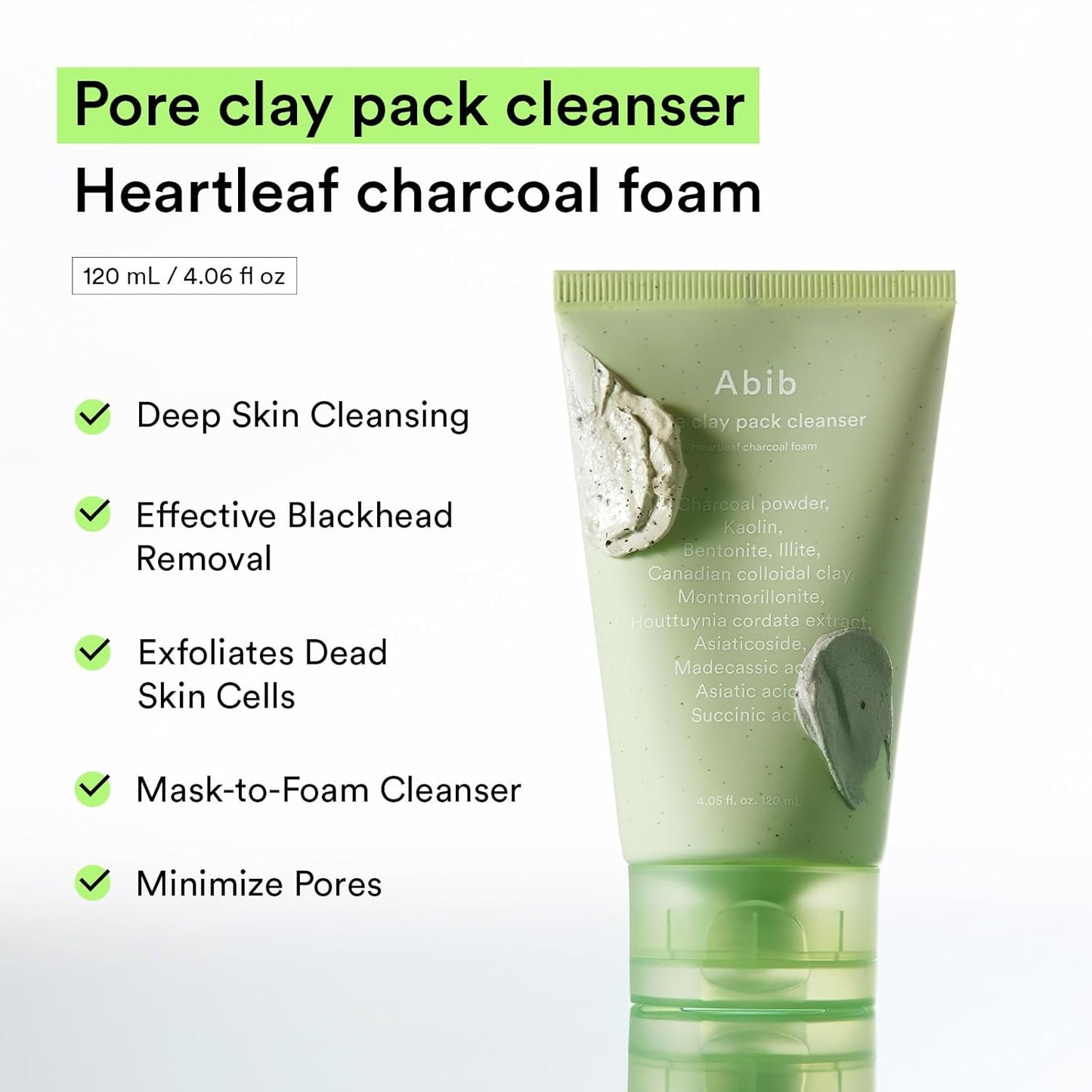 ABIB Pore Clay Pack Cleanser Heartleaf Charcoal Foam [120ml]