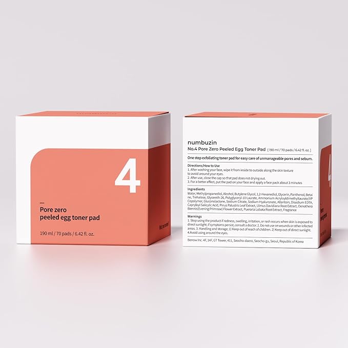 NUMBUZIN No.4 Pore Zero Peeled Egg Toner
Pad (70 Pads)