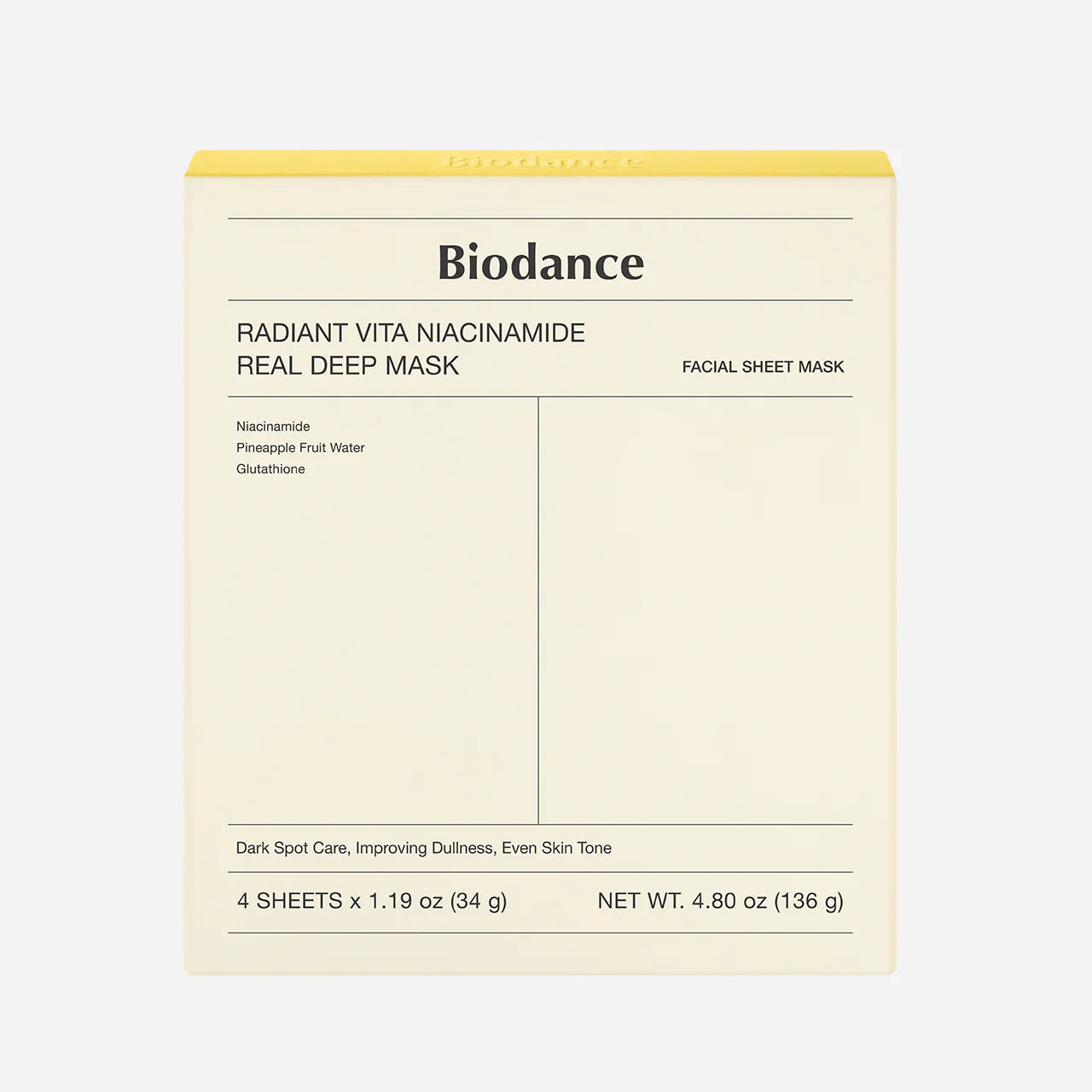 Biodance Radiant Vita Niacinamide Real Deep Mask 4PCs