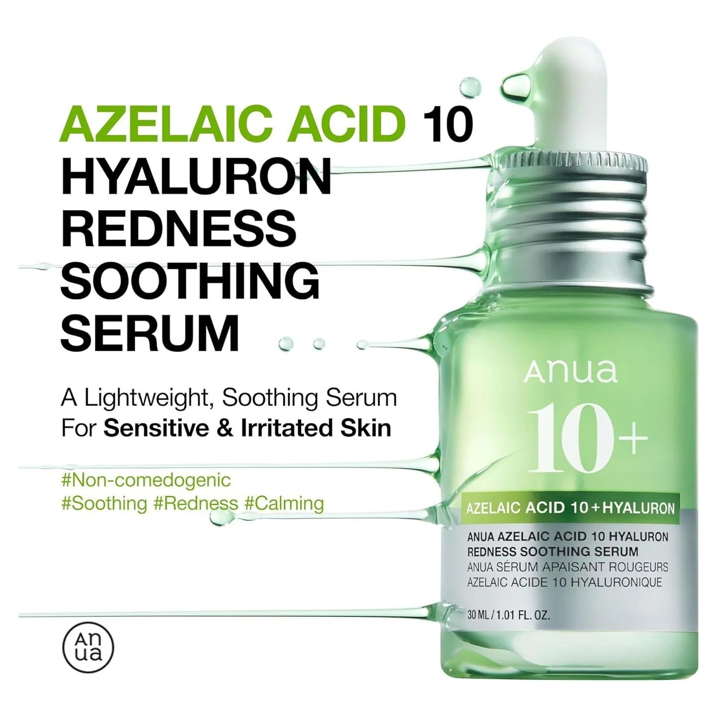 Anua 10+ | Azelaic Acid 10+ Hyaluron | Redness Soothing Serum 1.01 Fl Oz - 30ml PRE ORDER #2, est arrival March 30th 2025