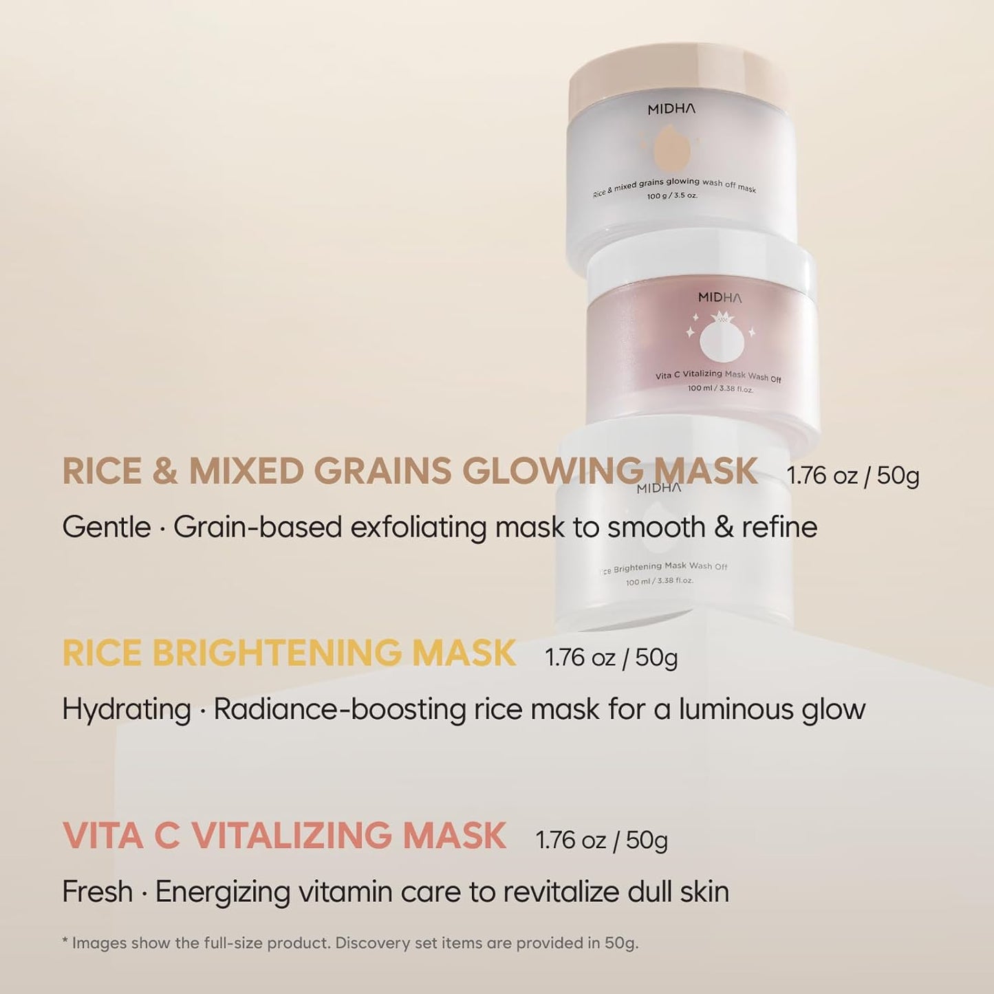 MIDHA Rice Wash Off Mask Discovery (Set 3 x 50g)