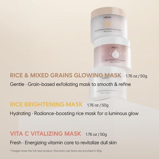 Midha Rice Wash Off Mask Discovery (Set 3 x 50g)