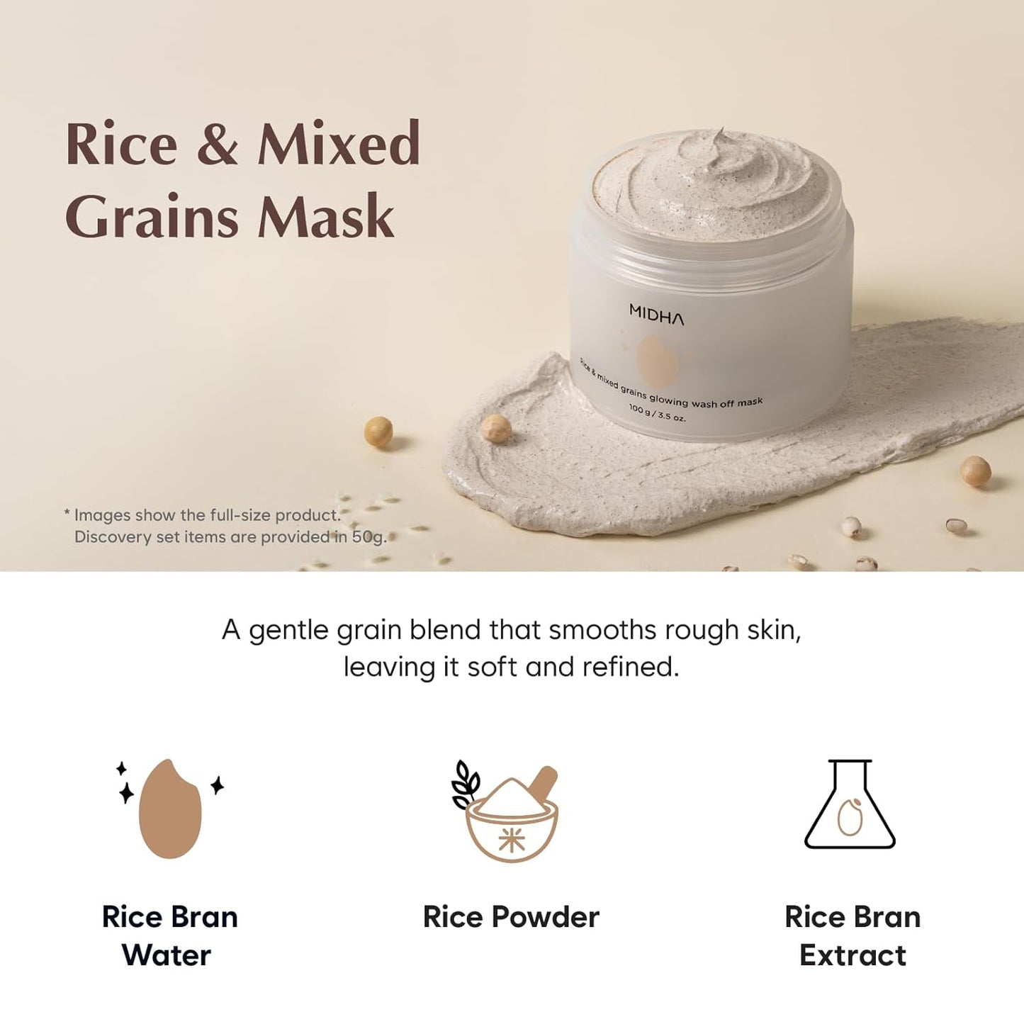 MIDHA Rice Wash Off Mask Discovery (Set 3 x 50g)