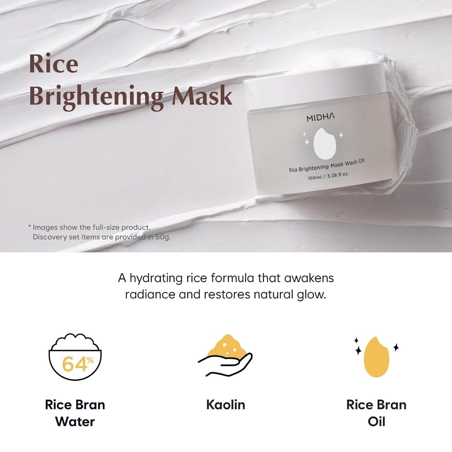MIDHA Rice Wash Off Mask Discovery (Set 3 x 50g)
